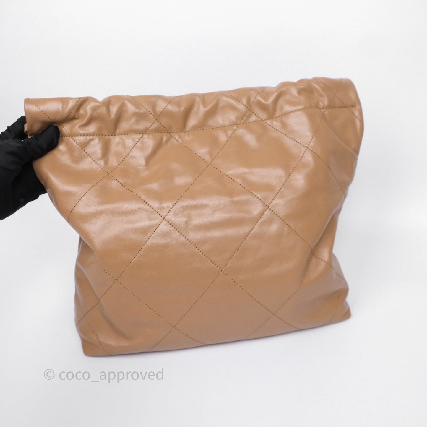 Chanel 22 Small Brown Shiny Calfskin Silver Hardware