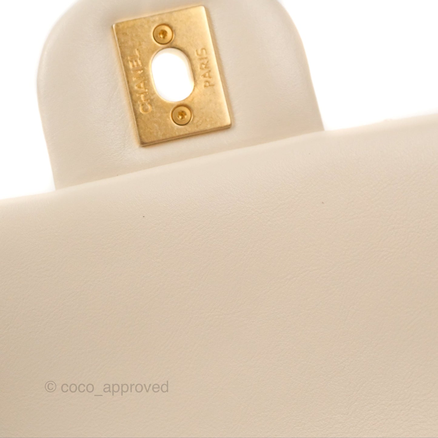 Chanel Mini Rectangular With Pearl Strap Quilted White Goatskin Aged Gold Hardware