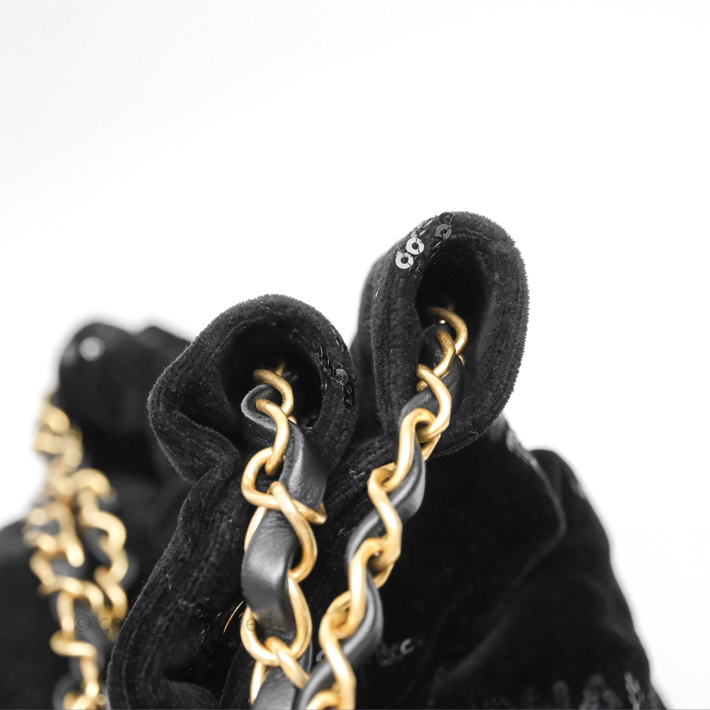 Chanel 22 Small Sequins Logo Black Velvet