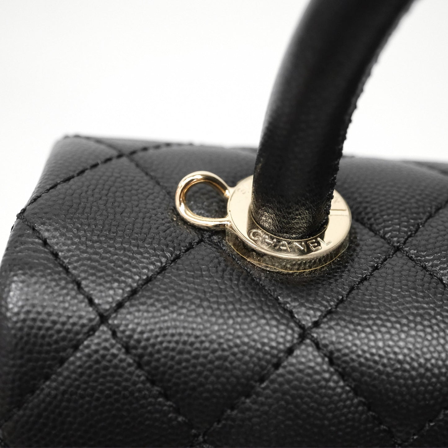 Chanel Small Coco Handle Quilted Black Caviar Gold Hardware