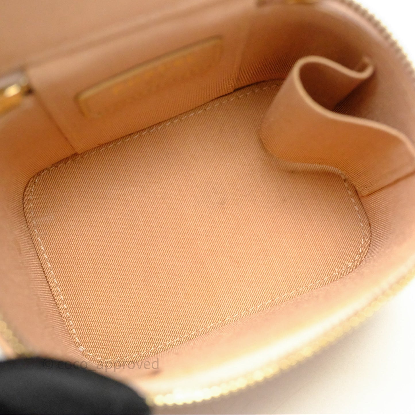 Chanel Mini Top Handle Vanity With Chain Beige Lambskin Aged Gold Hardware
