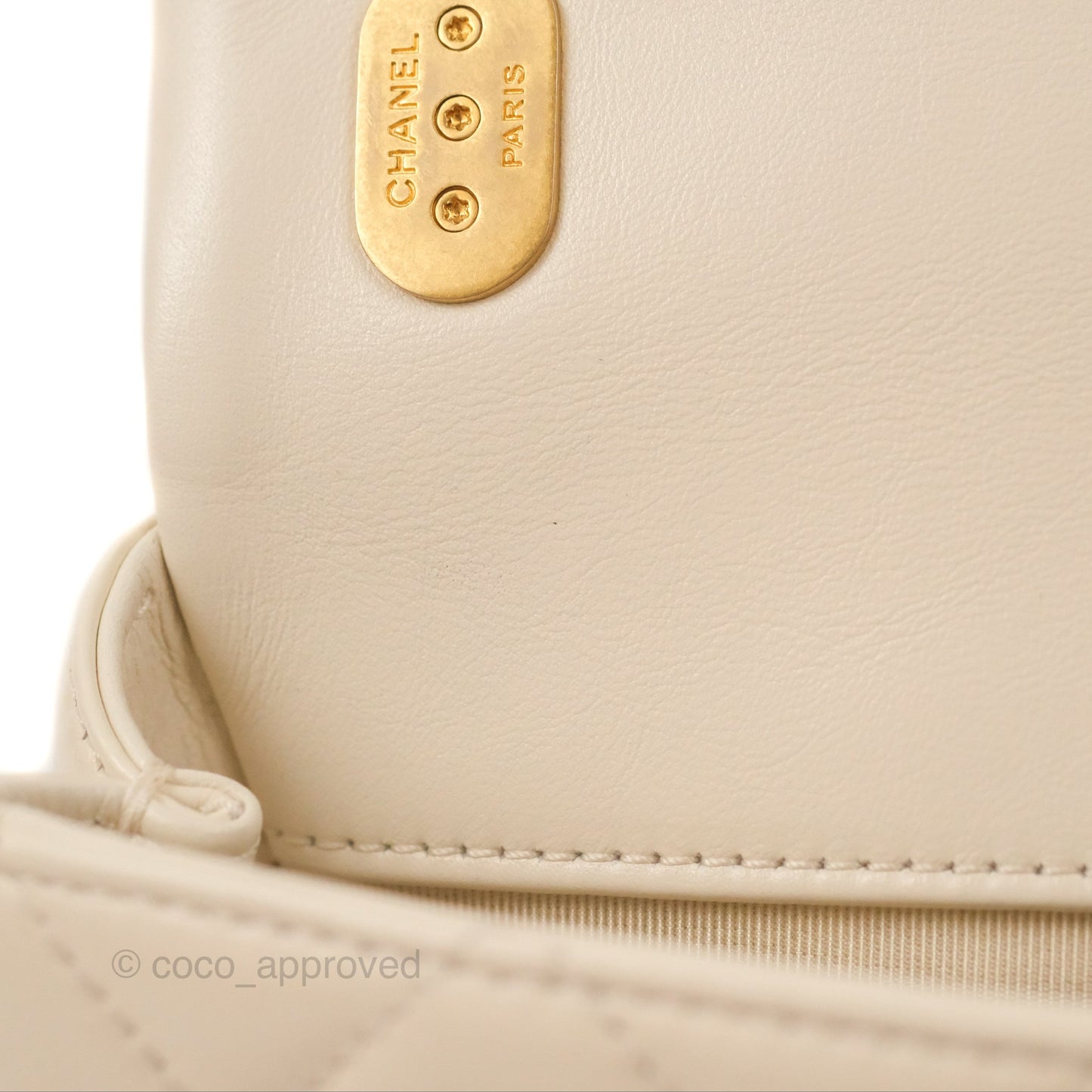 Chanel Mini Rectangular With Pearl Strap Quilted White Goatskin Aged Gold Hardware