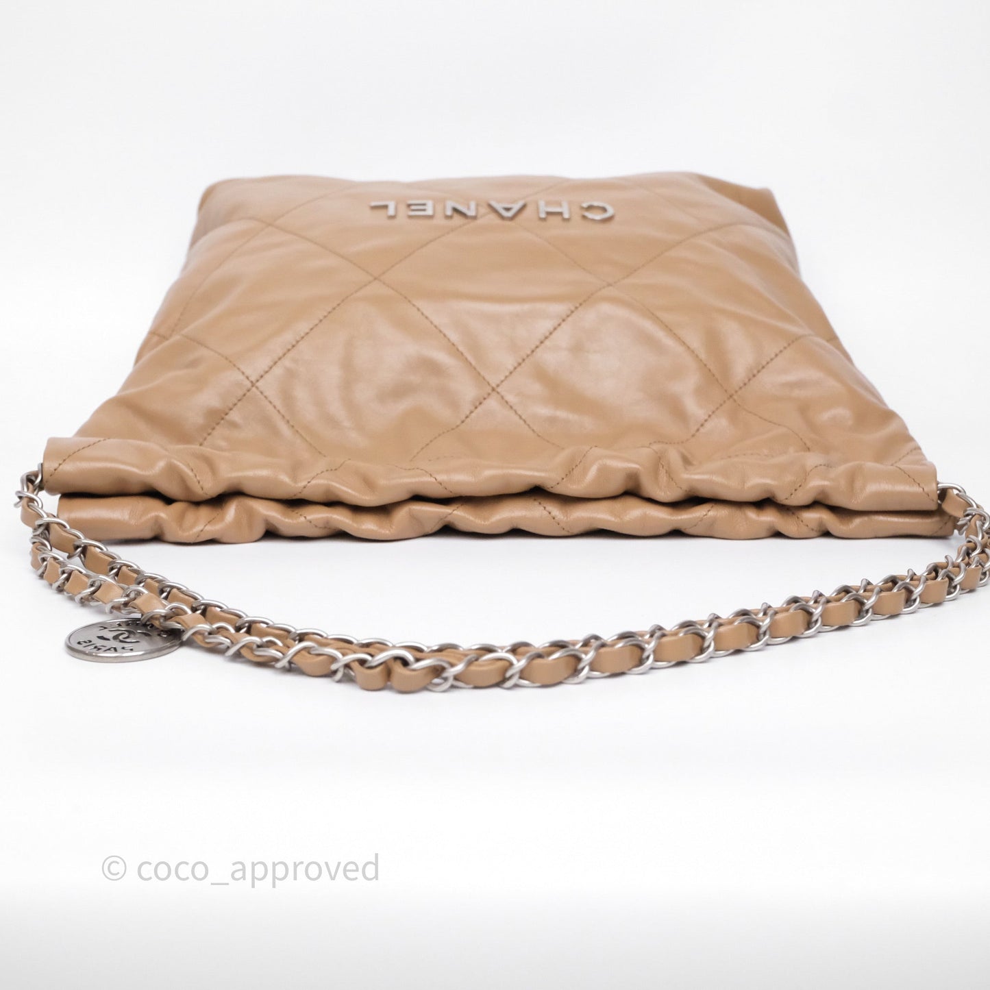 Chanel 22 Small Brown Shiny Calfskin Silver Hardware