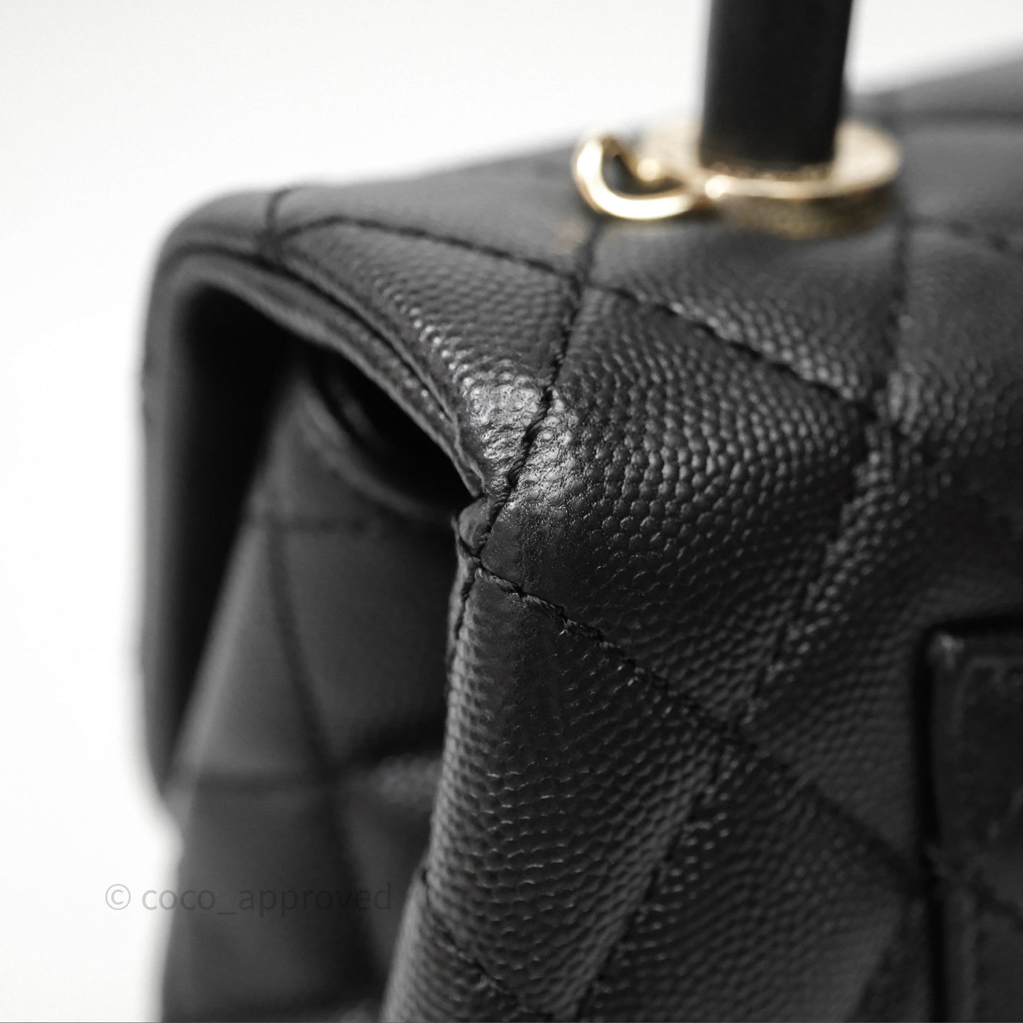 Chanel Small Coco Handle Quilted Black Caviar Gold Hardware