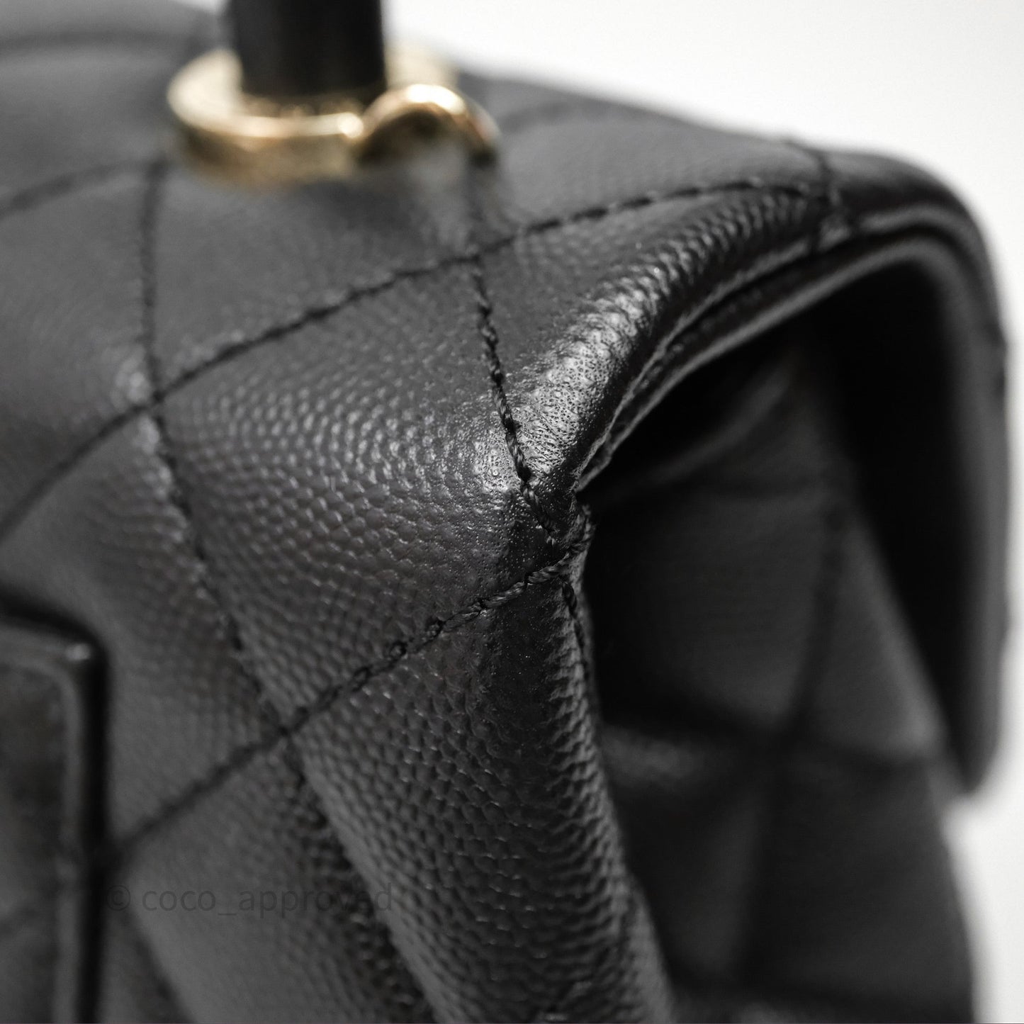 Chanel Small Coco Handle Quilted Black Caviar Gold Hardware