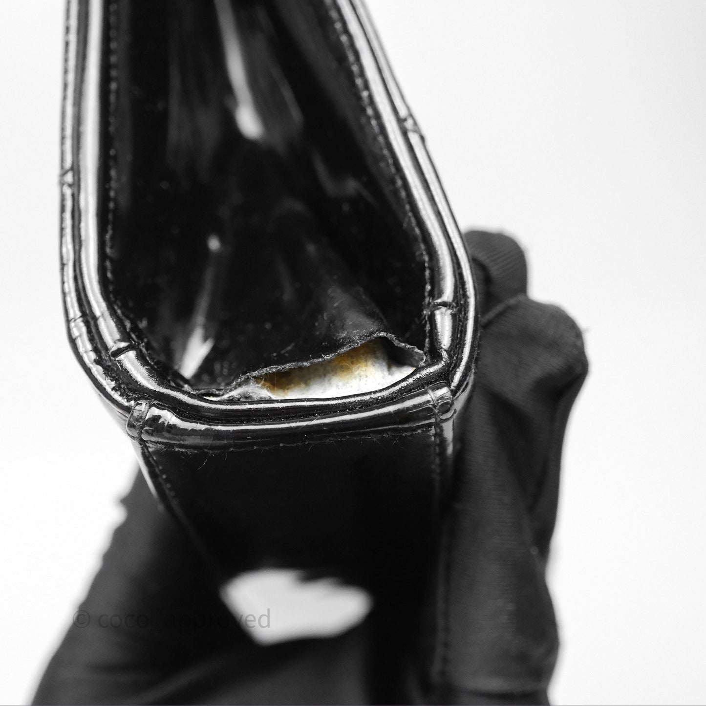 Chanel Vintage Black Patent Handbag 24K Gold Hardware