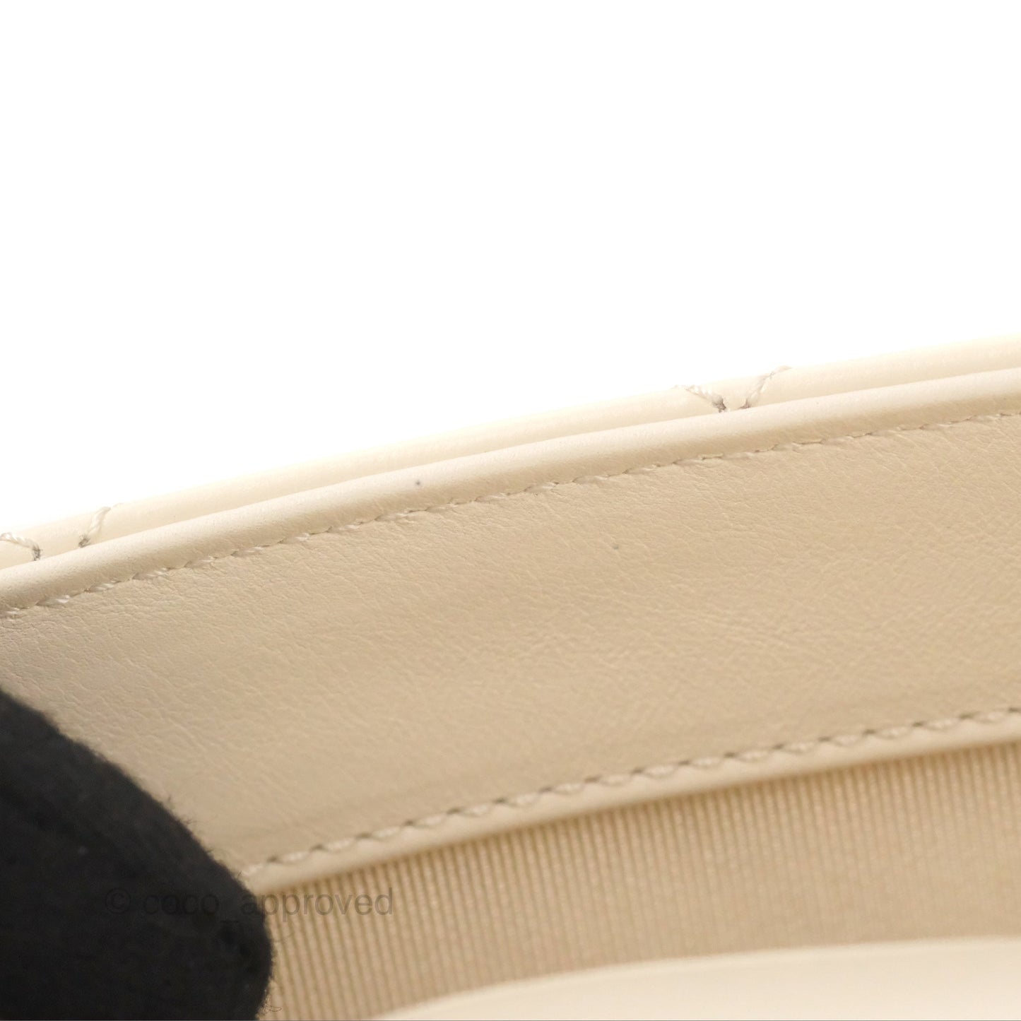 Chanel Mini Rectangular With Pearl Strap Quilted White Goatskin Aged Gold Hardware
