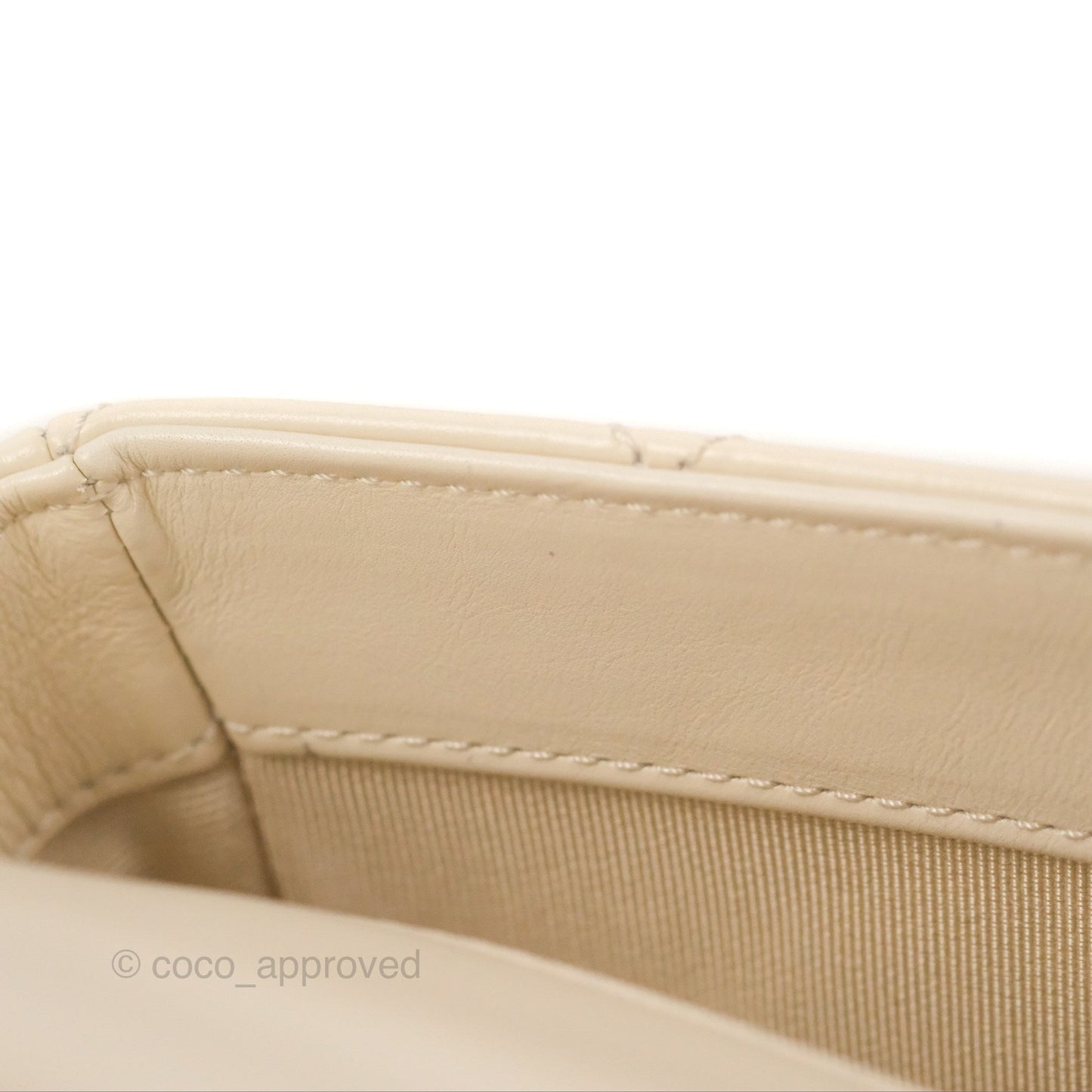 Chanel Mini Rectangular With Pearl Strap Quilted White Goatskin Aged Gold Hardware