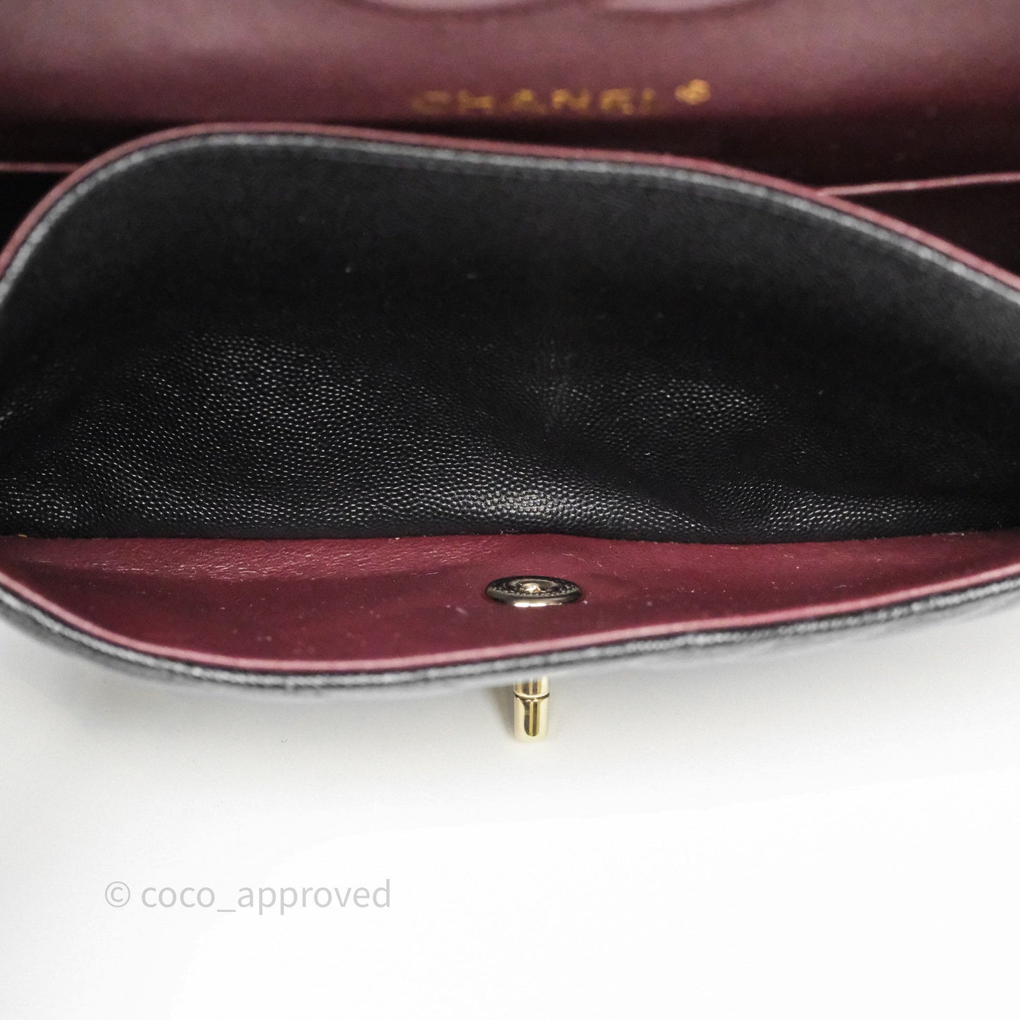 Chanel Classic M/L Medium Flap Chevron Black Caviar Gold Hardware