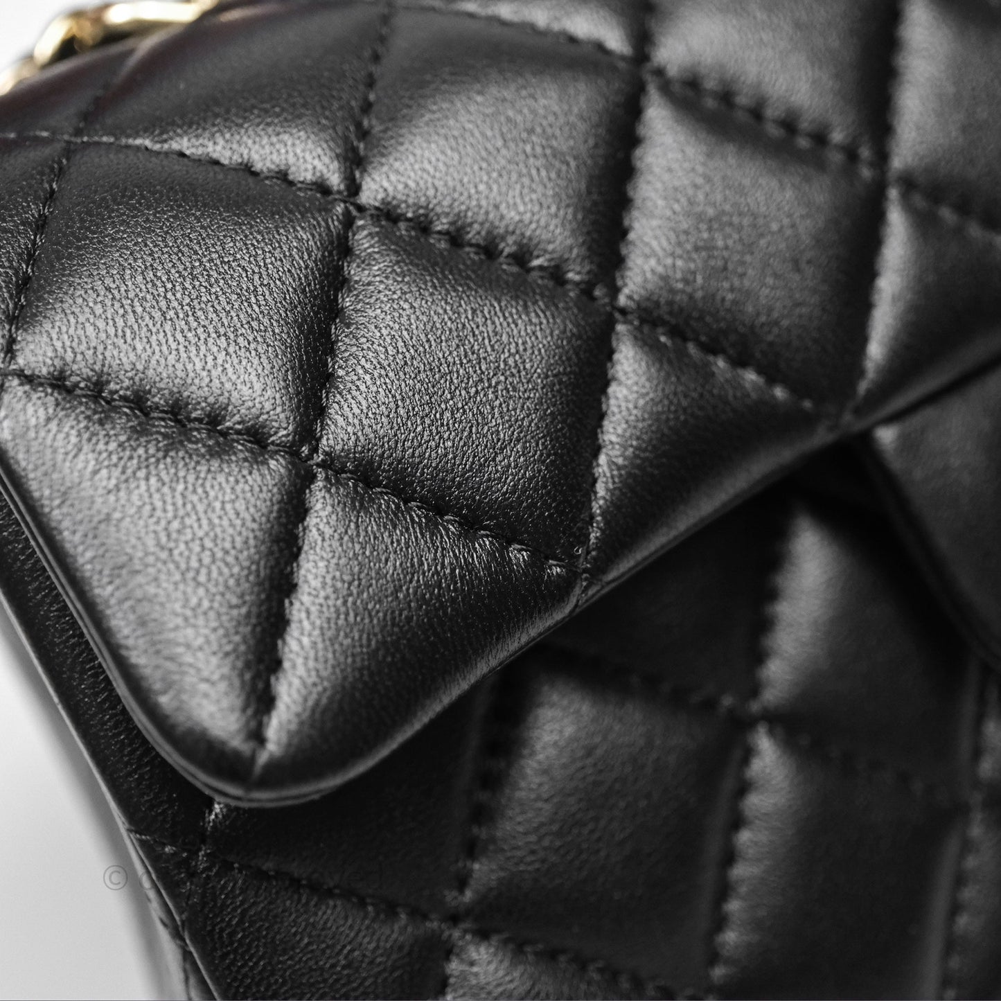 Chanel Top Handle Mini Rectangular Flap Bag Black Lambskin Gold Hardware