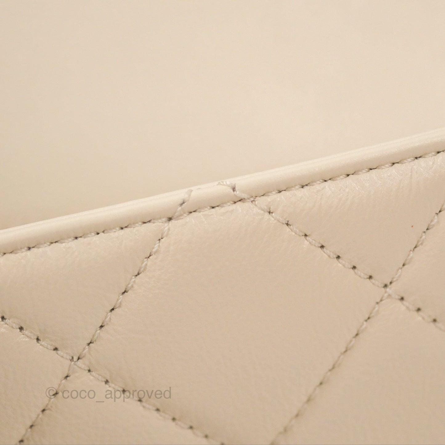 Chanel Mini Rectangular With Pearl Strap Quilted White Goatskin Aged Gold Hardware