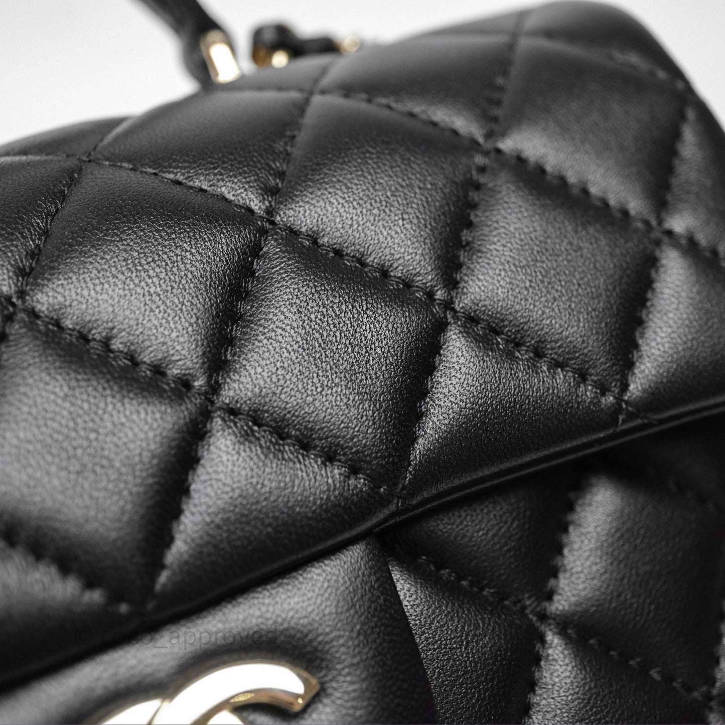 Chanel Top Handle Mini Rectangular Flap Bag Black Lambskin Gold Hardware