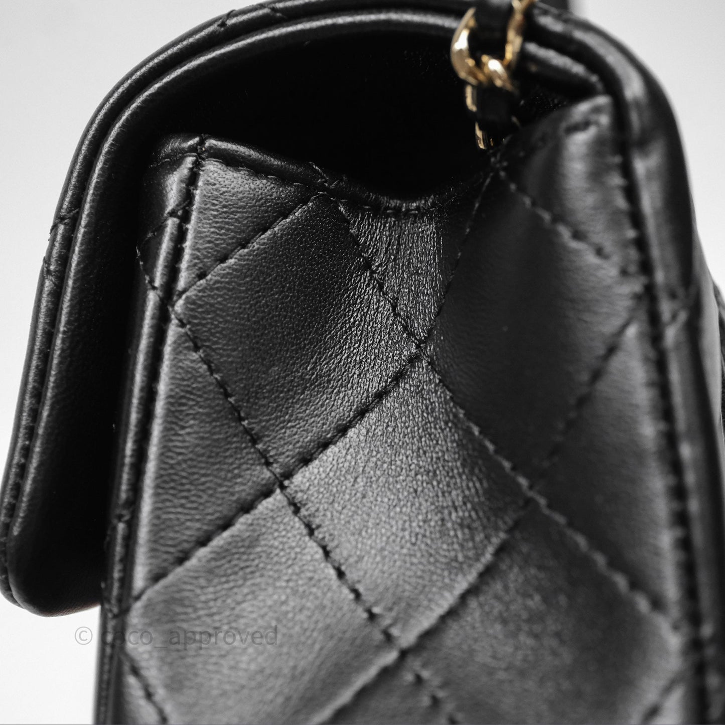 Chanel Top Handle Mini Rectangular Flap Bag Black Lambskin Gold Hardware