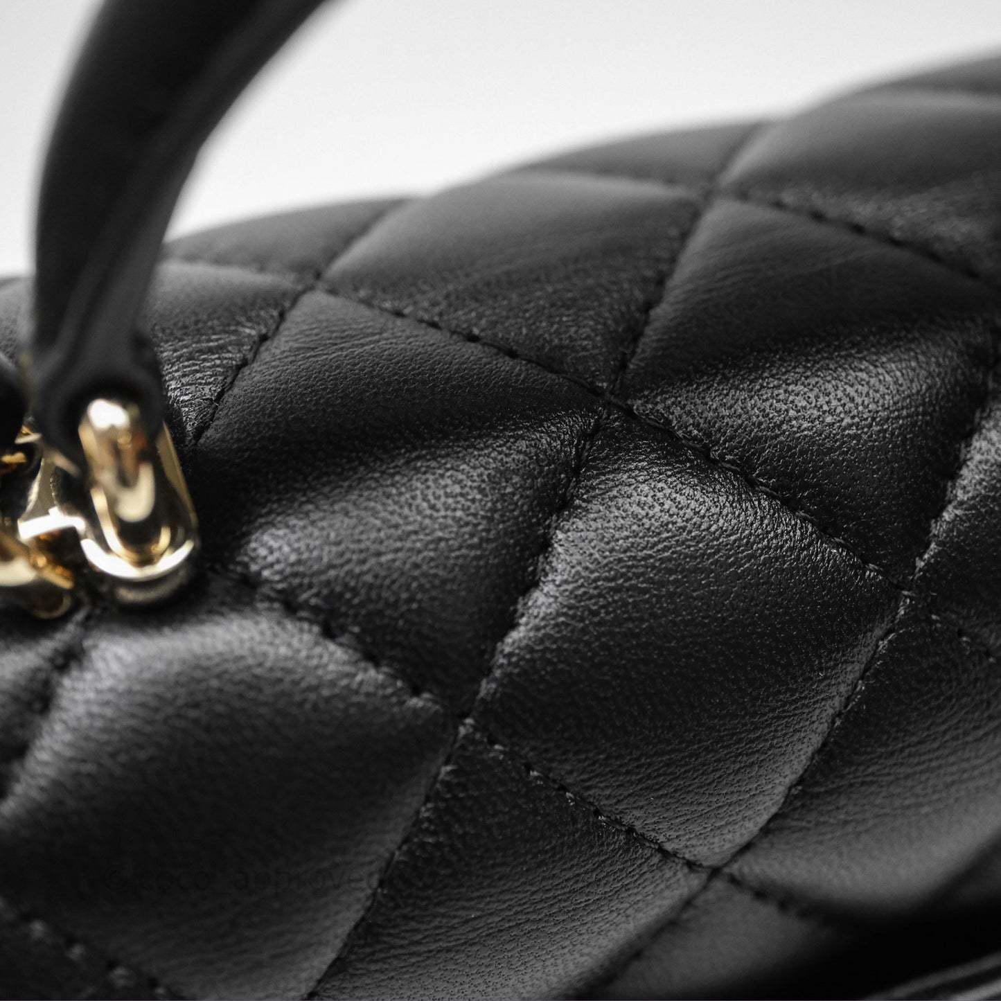 Chanel Top Handle Mini Rectangular Flap Bag Black Lambskin Gold Hardware
