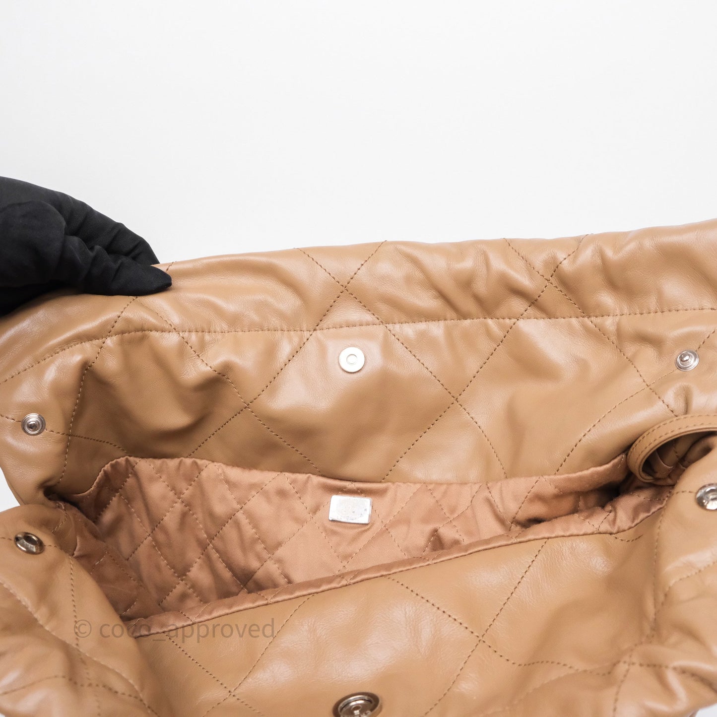 Chanel 22 Small Brown Shiny Calfskin Silver Hardware