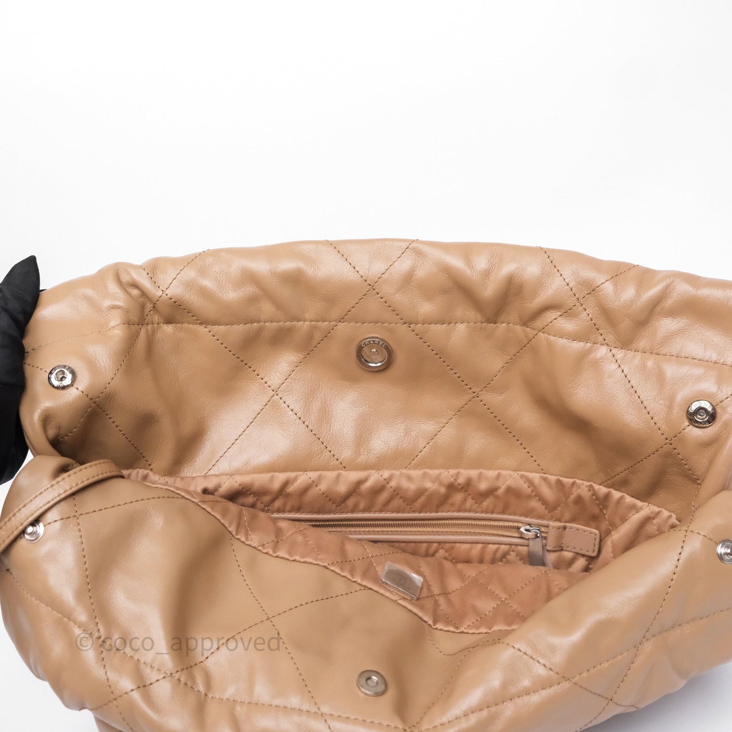 Chanel 22 Small Brown Shiny Calfskin Silver Hardware