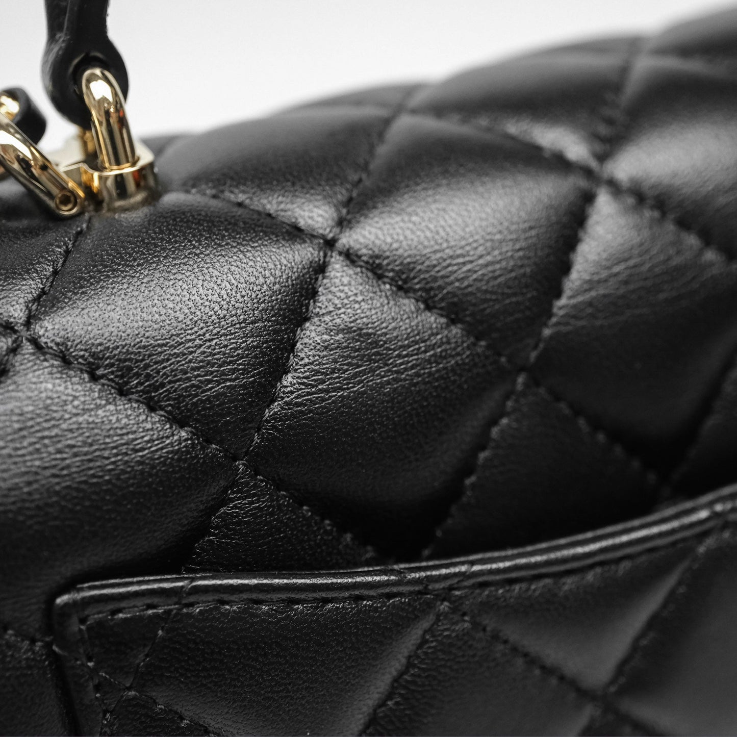 Chanel Top Handle Mini Rectangular Flap Bag Black Lambskin Gold Hardware