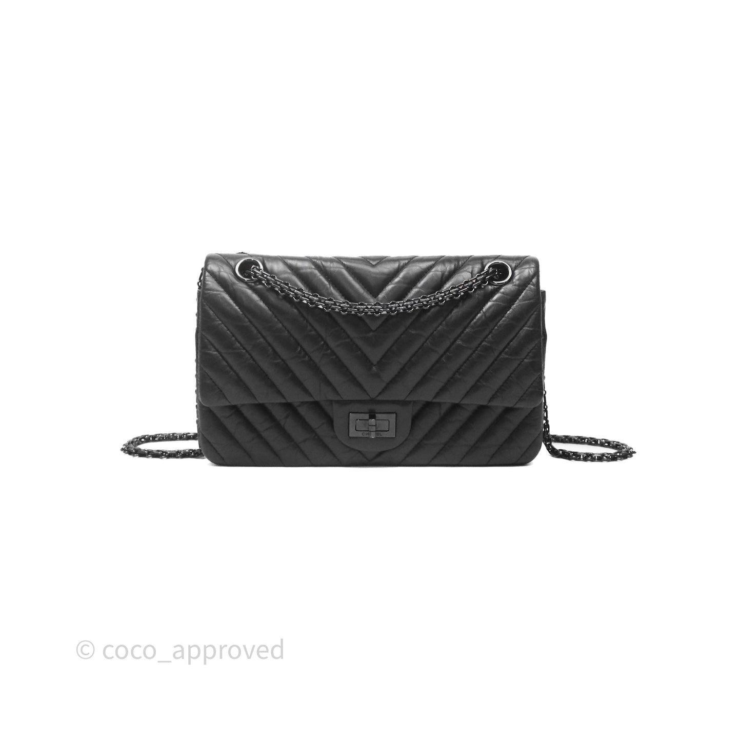 Chanel Reissue 225 Chevron Aged Calfskin So Black