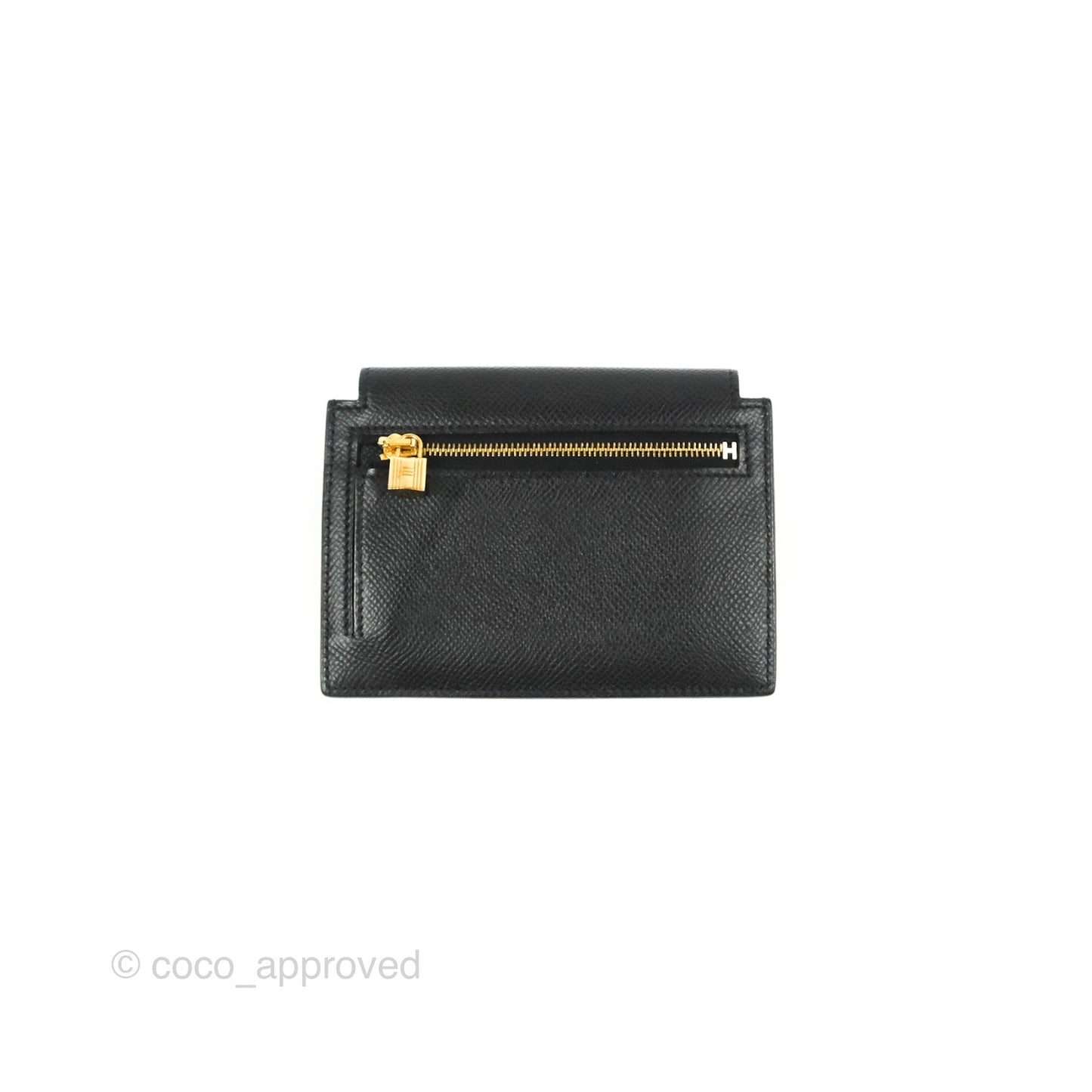 Hermès Kelly Pocket Compact Wallet Black Epsom Gold Hardware