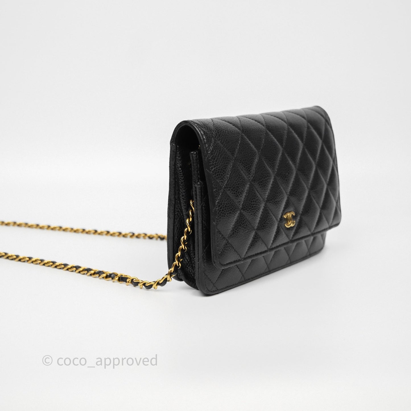 Chanel Quilted WOC Black Caviar Gold Hardware