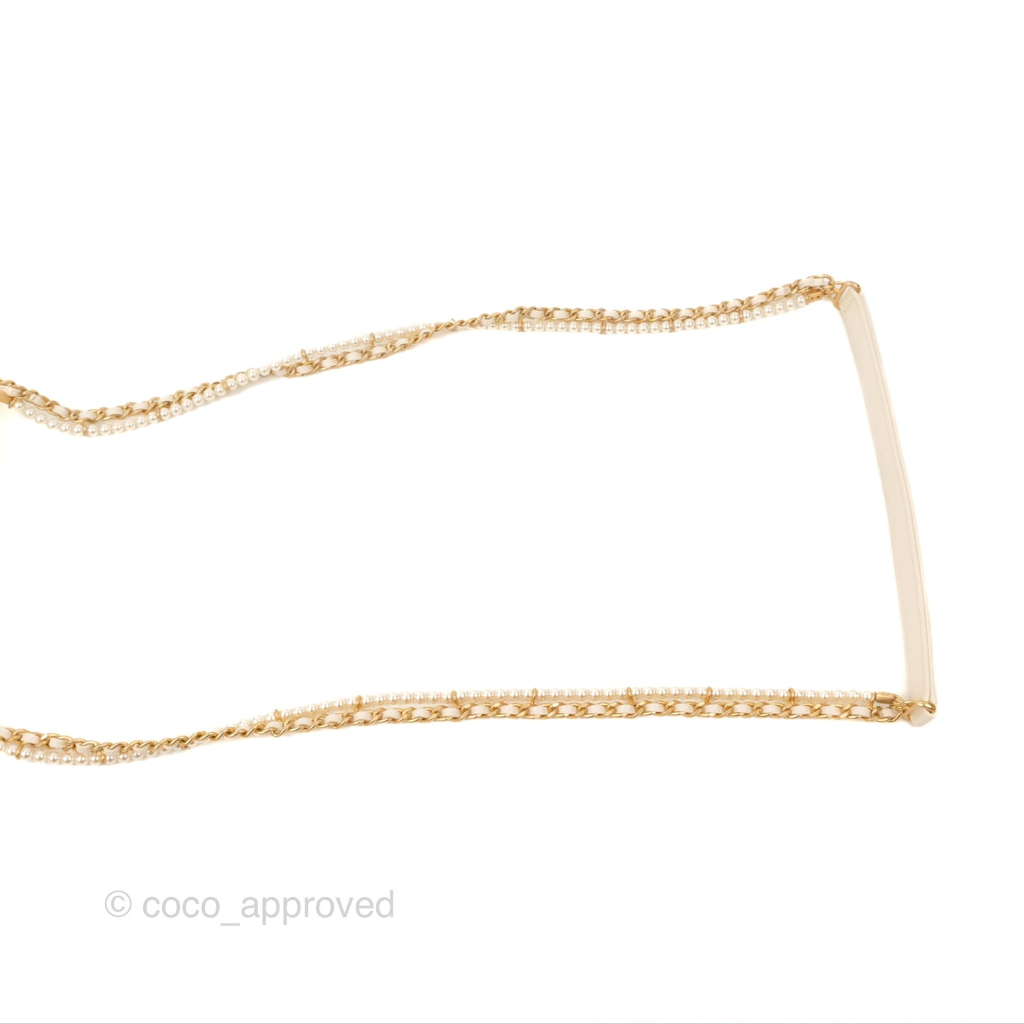 Chanel Mini Rectangular With Pearl Strap Quilted White Goatskin Aged Gold Hardware