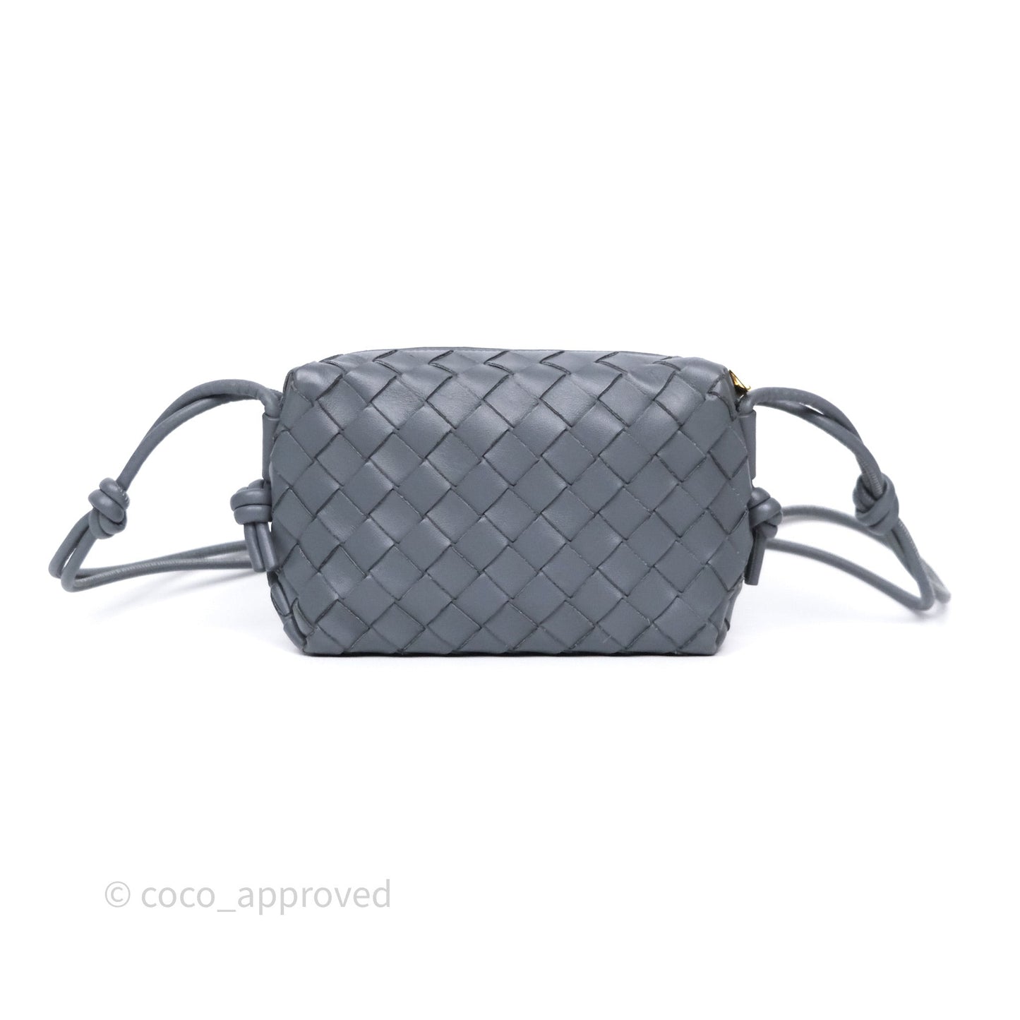 Bottega Veneta Mini Loop Camera Bag Grey Intrecciato Lambskin