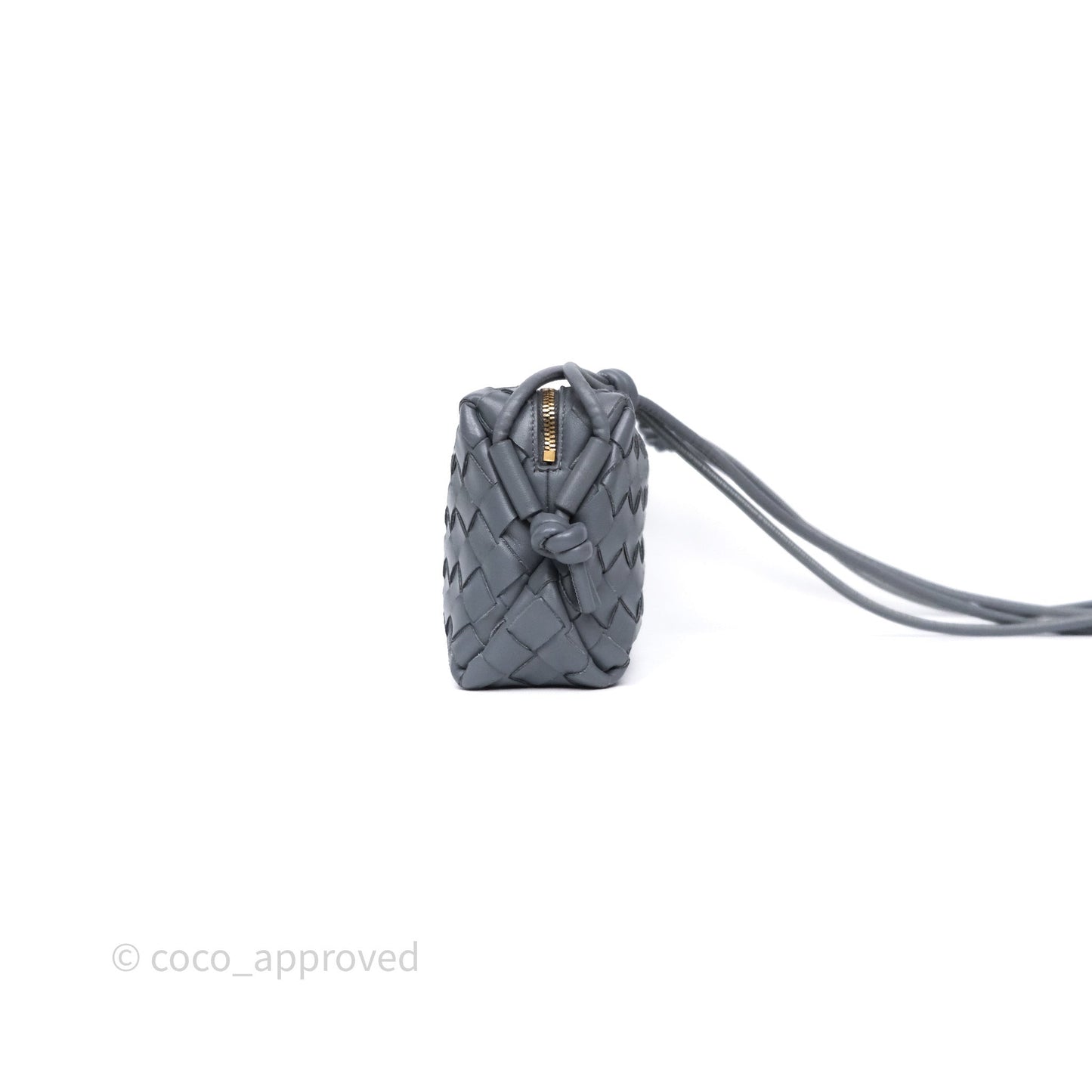 Bottega Veneta Mini Loop Camera Bag Grey Intrecciato Lambskin