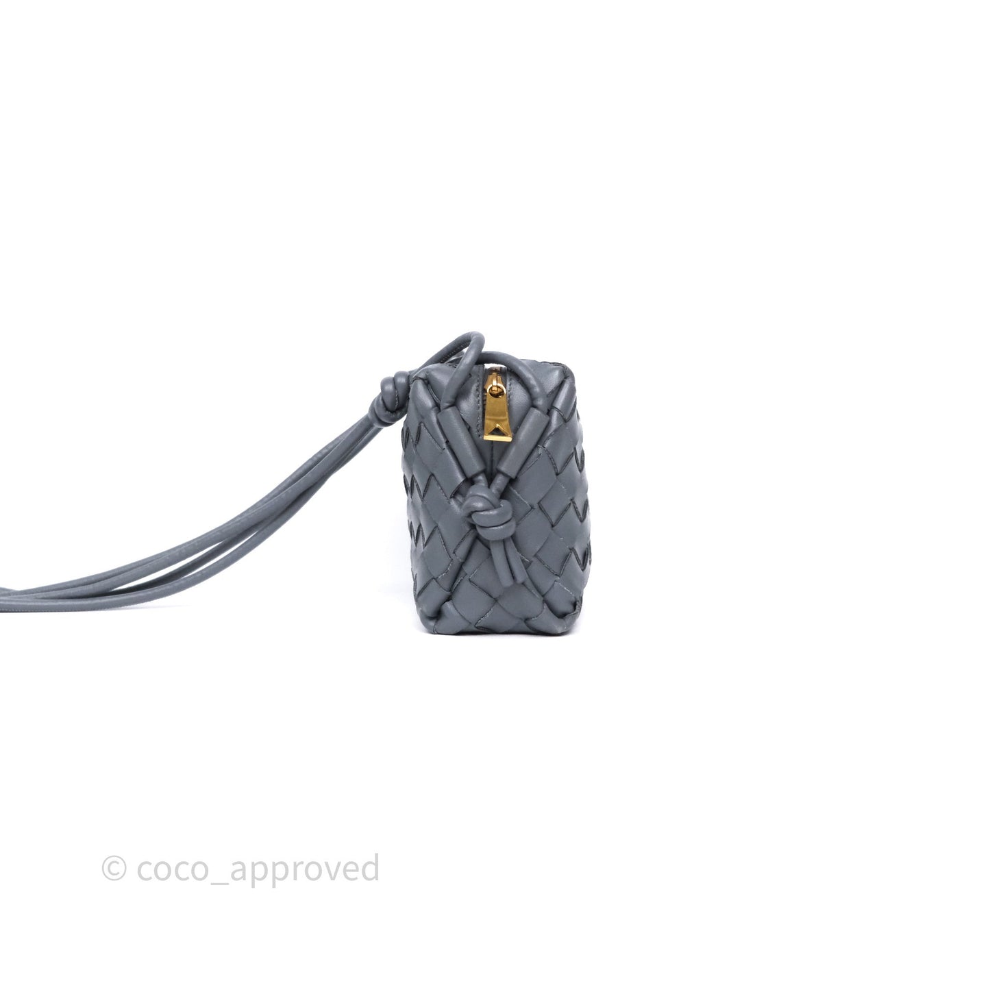 Bottega Veneta Mini Loop Camera Bag Grey Intrecciato Lambskin