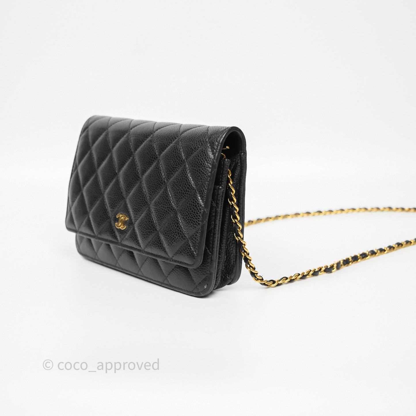 Chanel Quilted WOC Black Caviar Gold Hardware