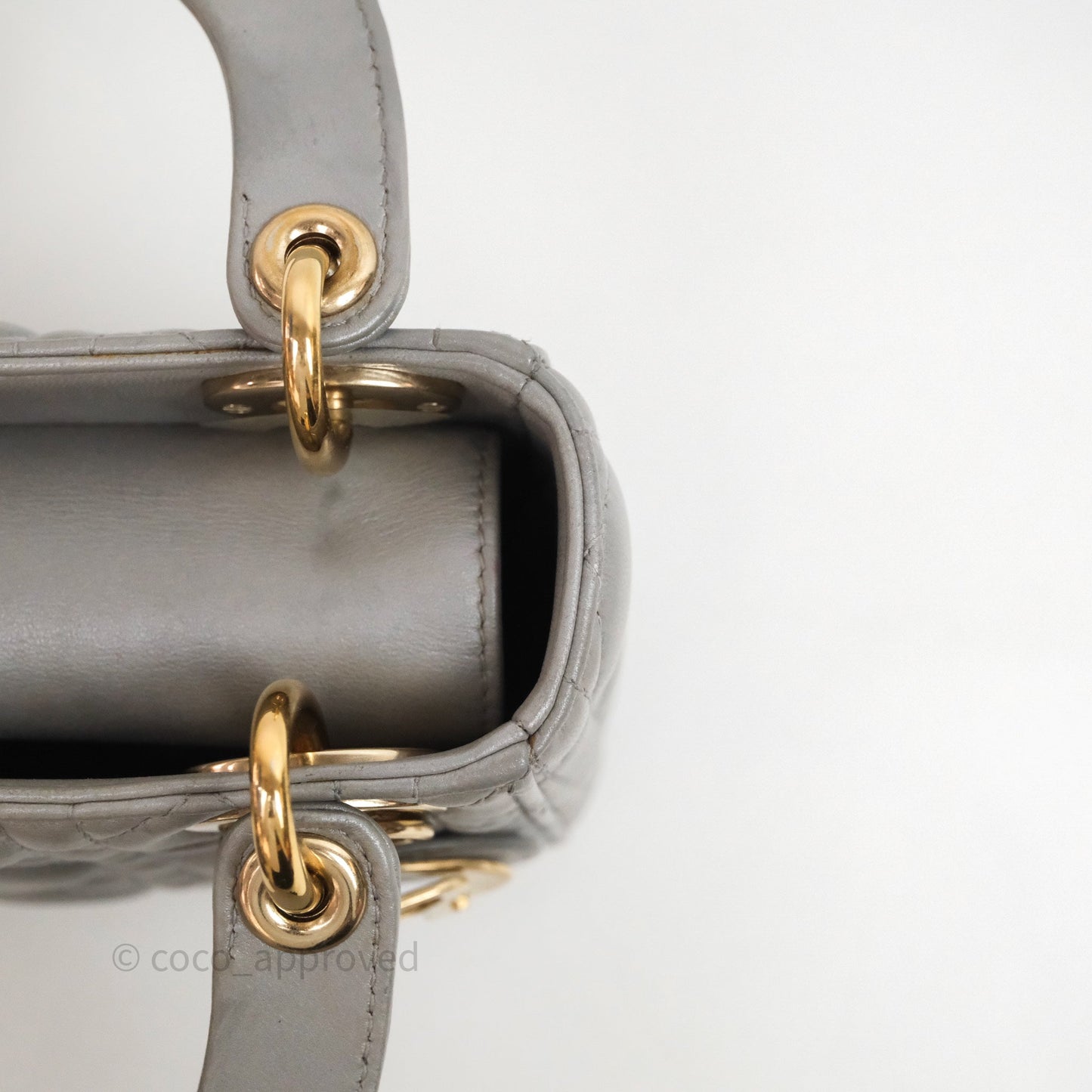 Christian Dior Mini Lady Dior Iridescent Grey Lambskin Cannage Gold Hardware