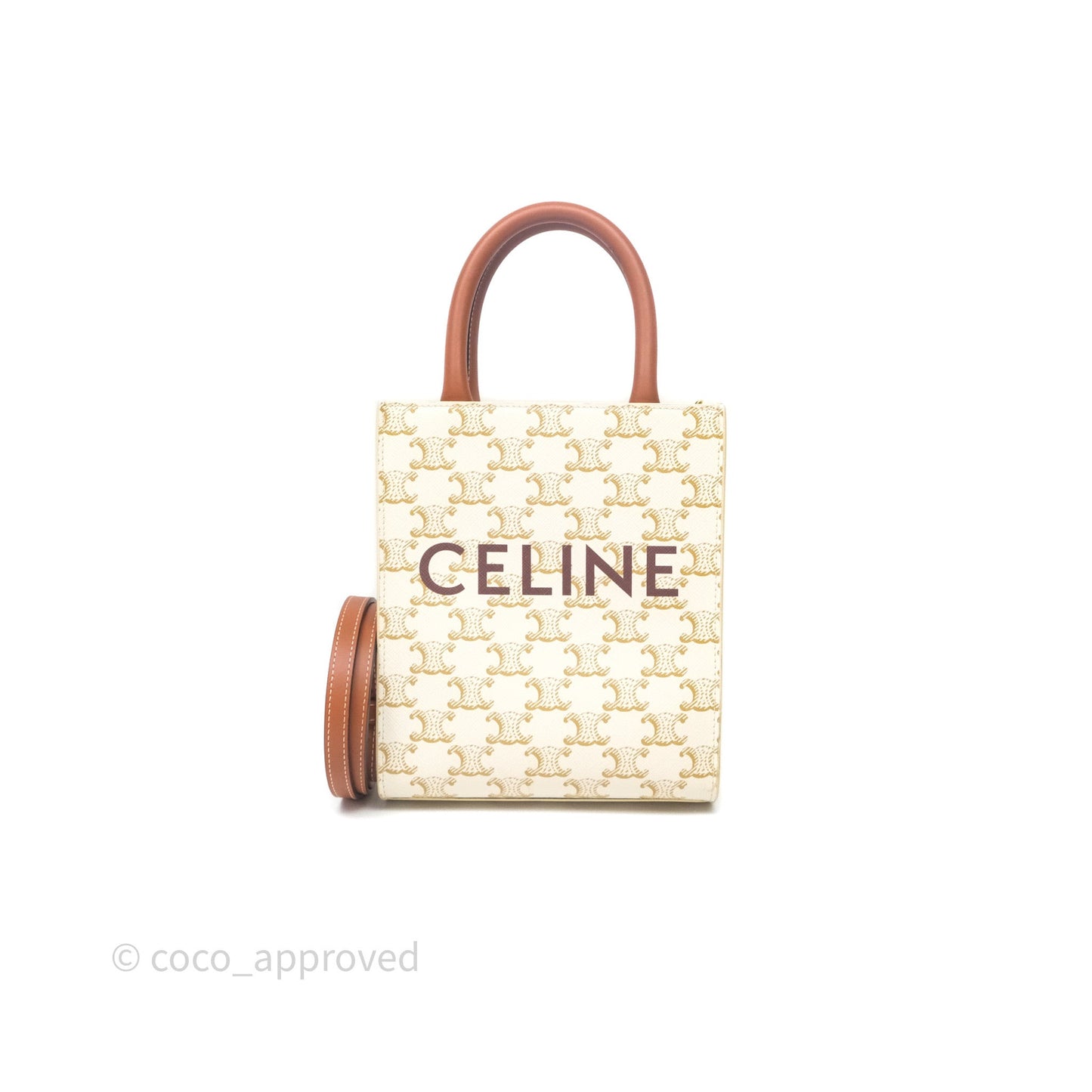 Celine Mini Vertical Cabas Bag Triomphe Canvas White