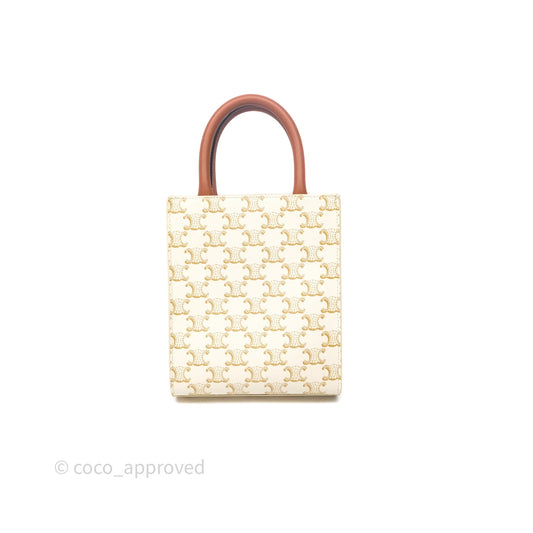 Celine Mini Vertical Cabas Bag Triomphe Canvas White