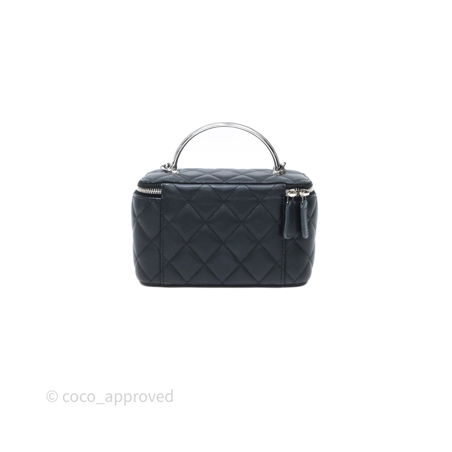 Chanel Vanity Rectangular Top Handle Black Lambskin Silver Hardware