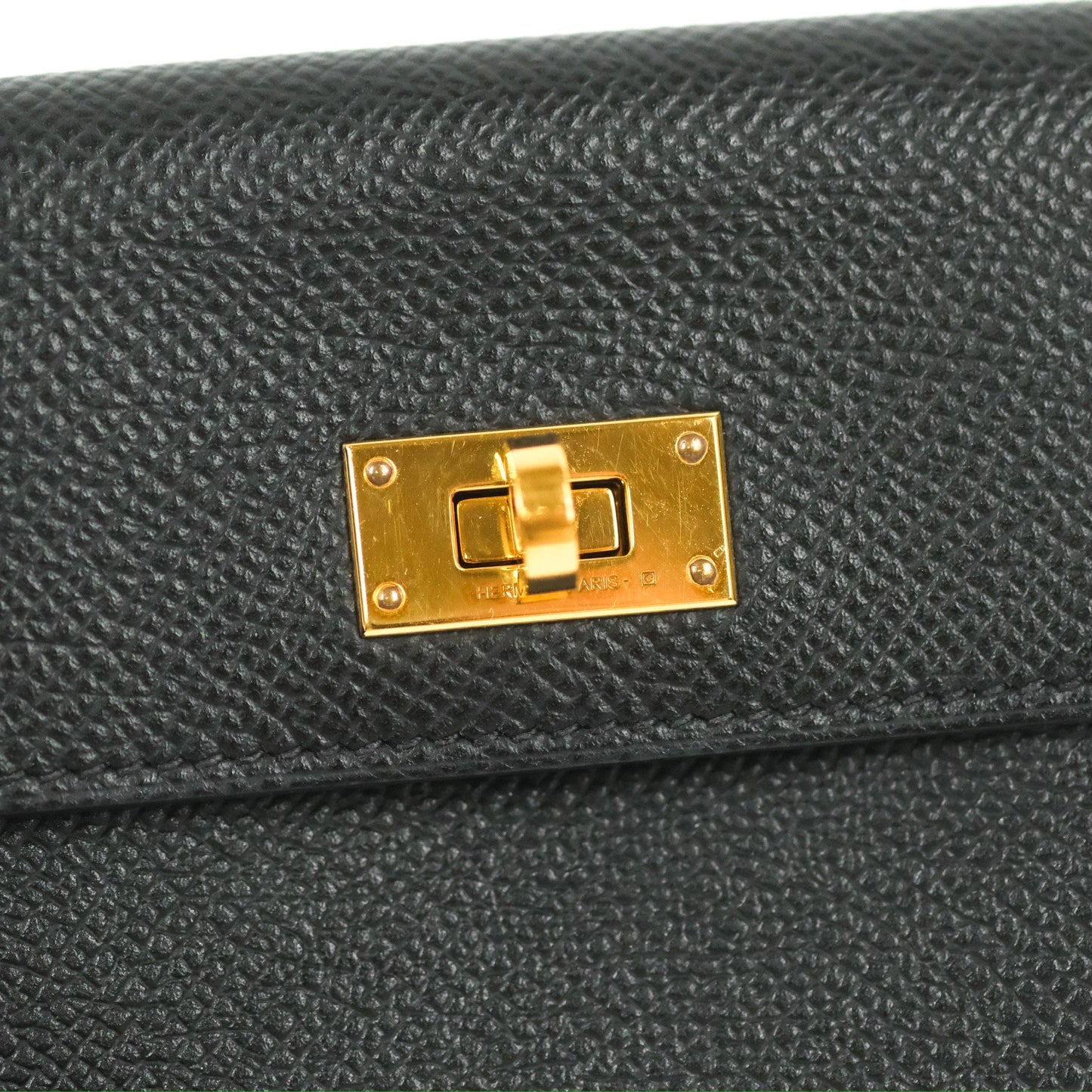 Hermès Kelly Pocket Compact Wallet Black Epsom Gold Hardware