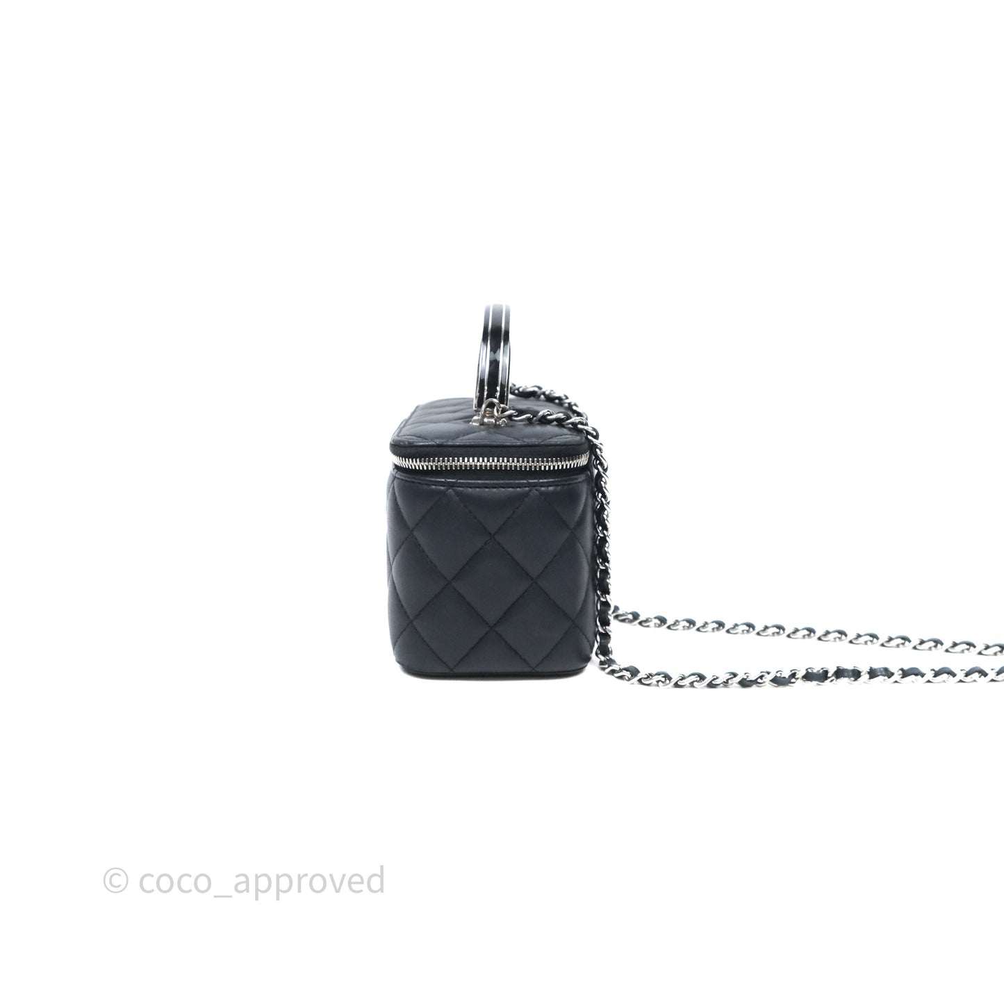 Chanel Vanity Rectangular Top Handle Black Lambskin Silver Hardware