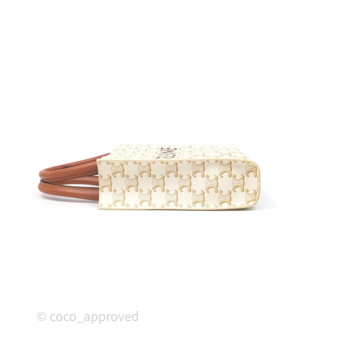 Celine Mini Vertical Cabas Bag Triomphe Canvas White
