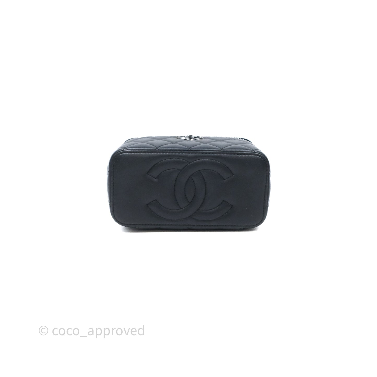 Chanel Vanity Rectangular Top Handle Black Lambskin Silver Hardware