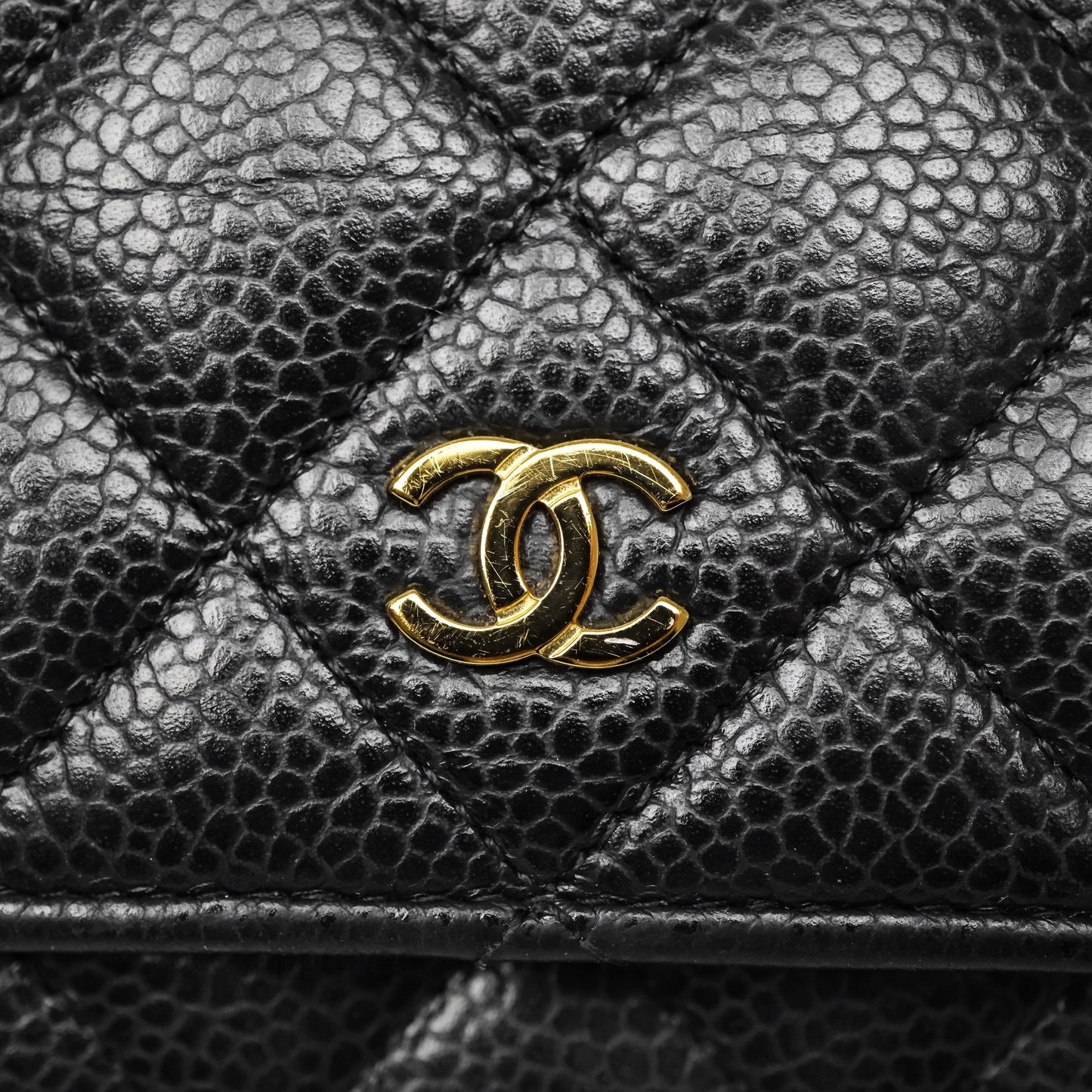 Chanel Quilted WOC Black Caviar Gold Hardware