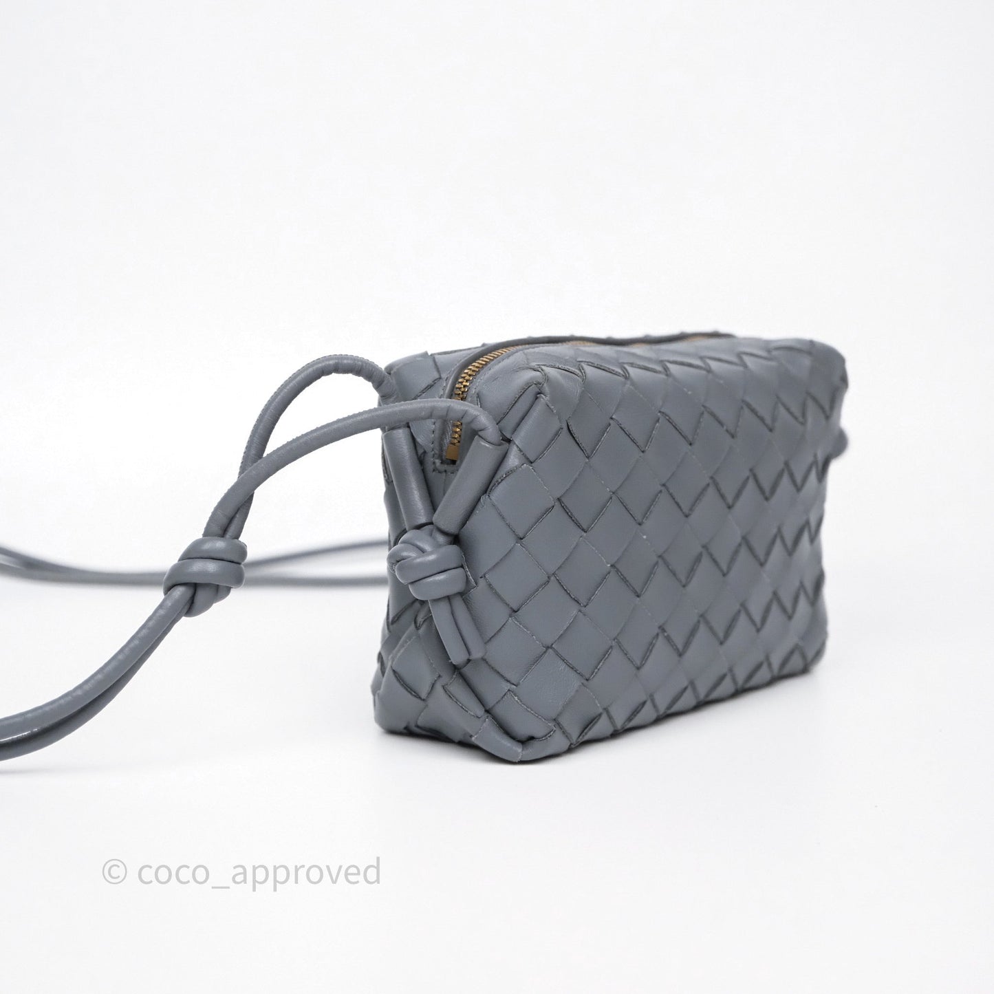 Bottega Veneta Mini Loop Camera Bag Grey Intrecciato Lambskin