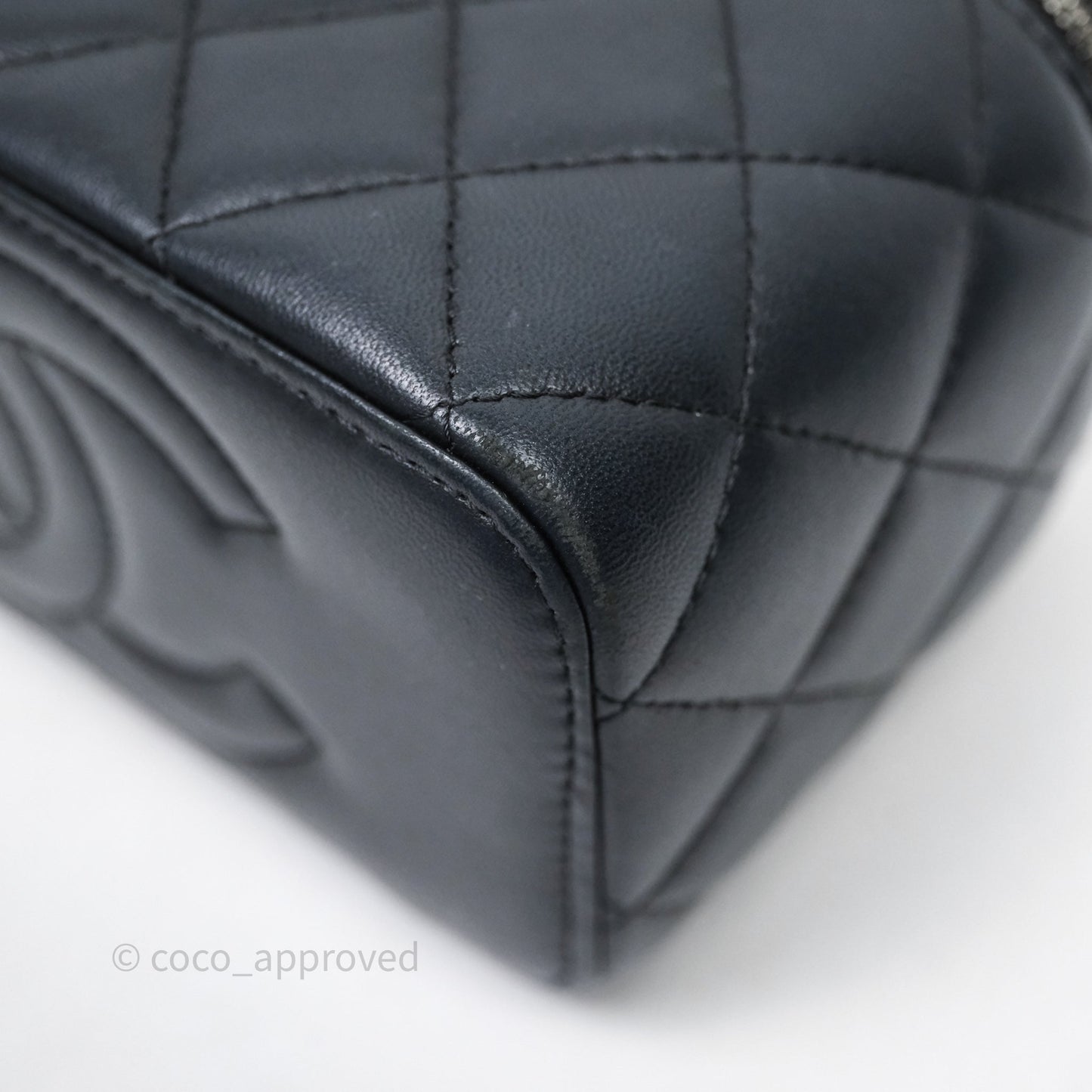 Chanel Vanity Rectangular Top Handle Black Lambskin Silver Hardware