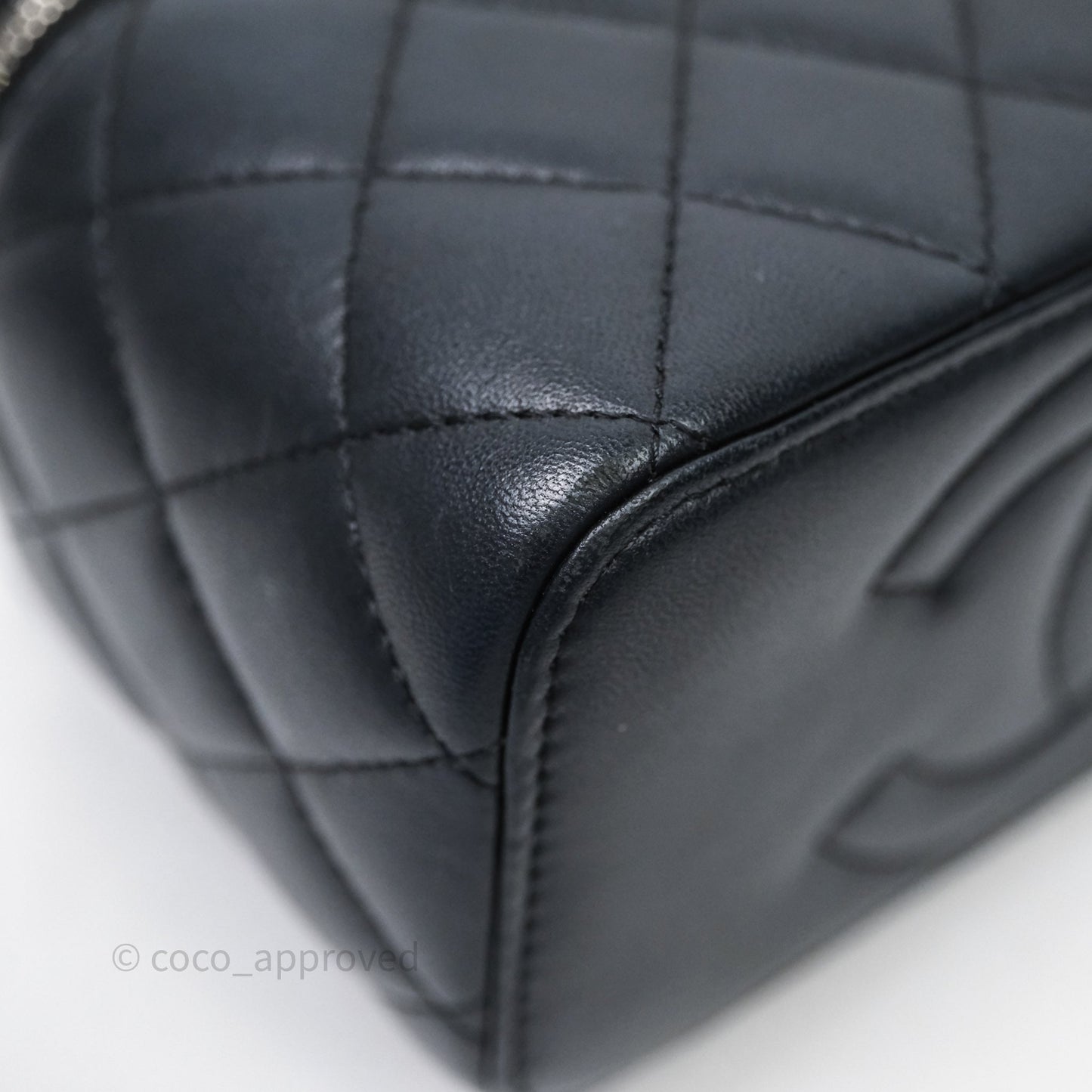 Chanel Vanity Rectangular Top Handle Black Lambskin Silver Hardware