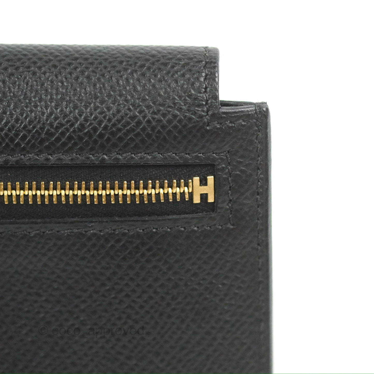 Hermès Kelly Pocket Compact Wallet Black Epsom Gold Hardware