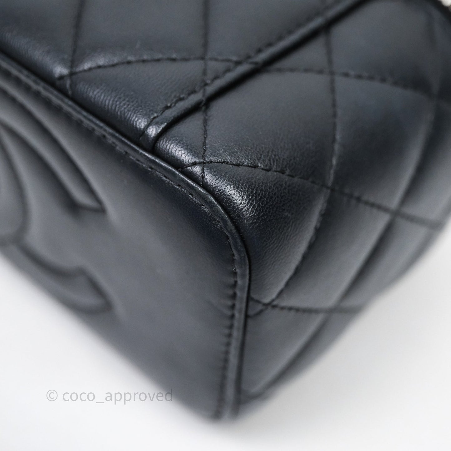 Chanel Vanity Rectangular Top Handle Black Lambskin Silver Hardware