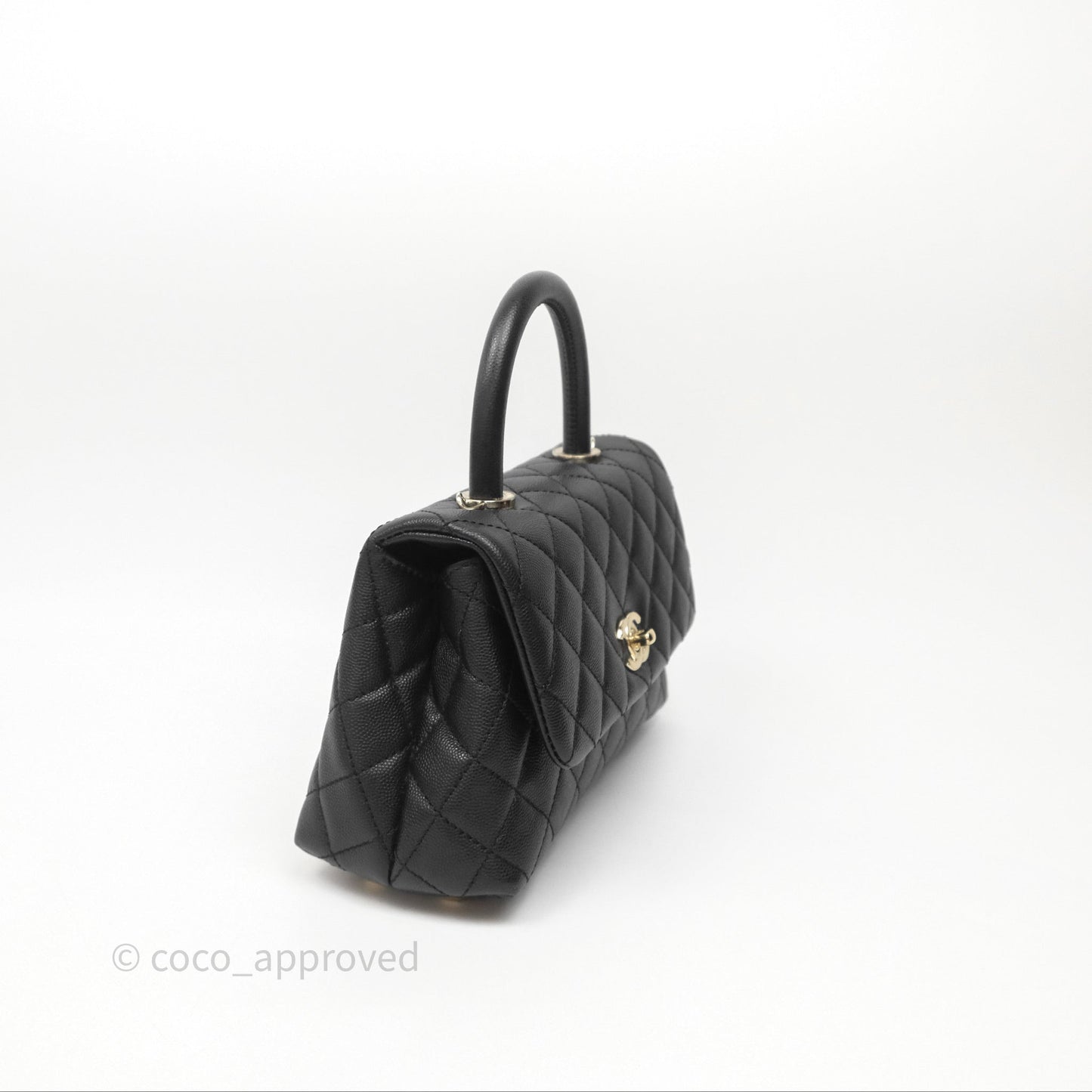 Chanel Small Coco Handle Quilted Black Caviar Gold Hardware