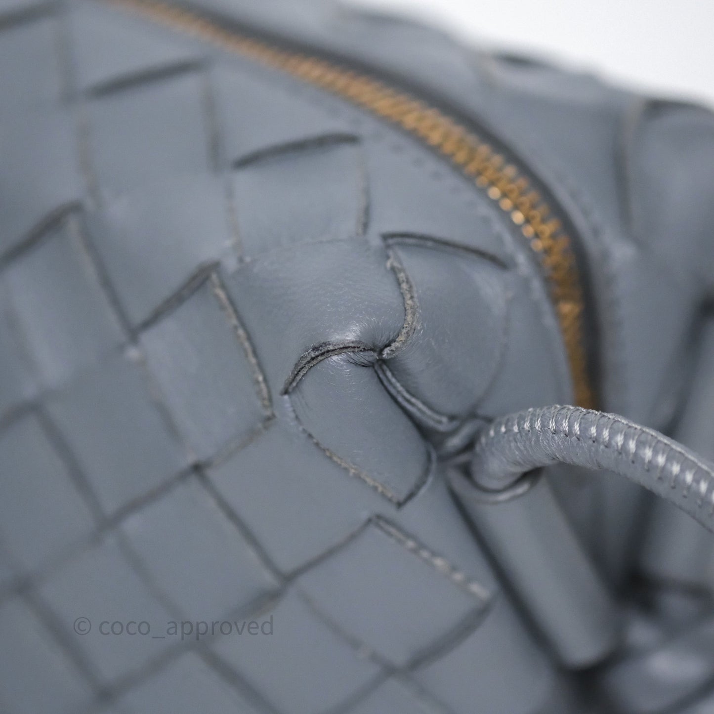 Bottega Veneta Mini Loop Camera Bag Grey Intrecciato Lambskin