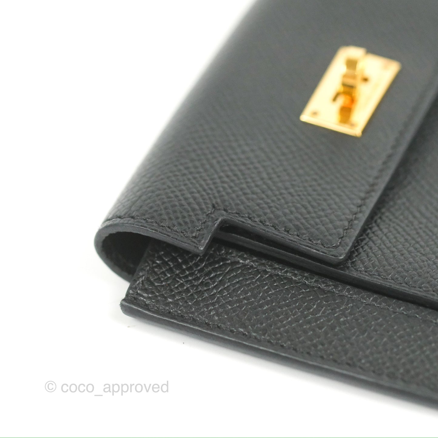Hermès Kelly Pocket Compact Wallet Black Epsom Gold Hardware