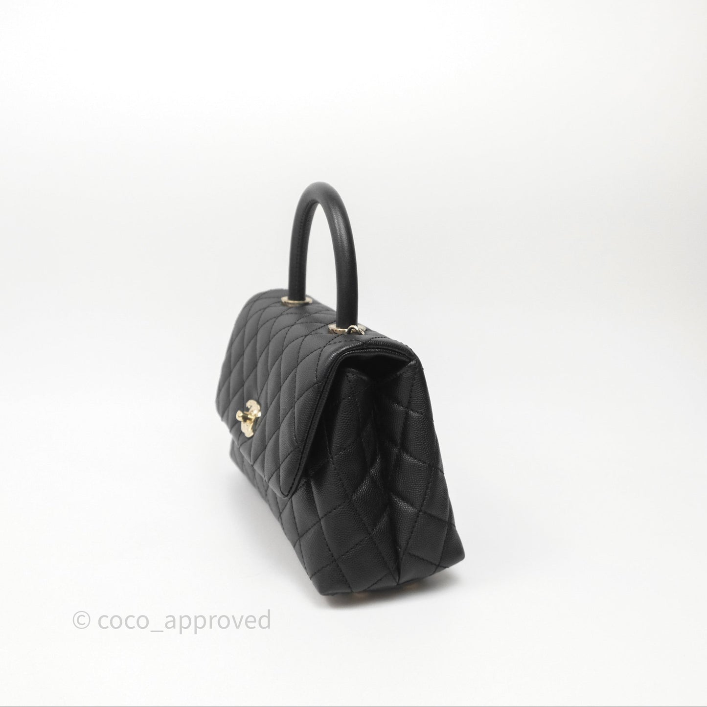 Chanel Small Coco Handle Quilted Black Caviar Gold Hardware