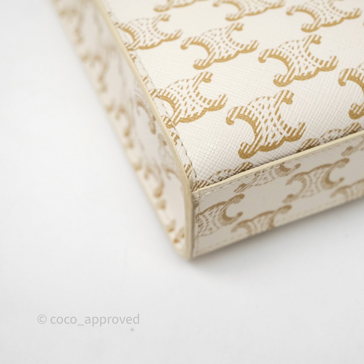 Celine Mini Vertical Cabas Bag Triomphe Canvas White