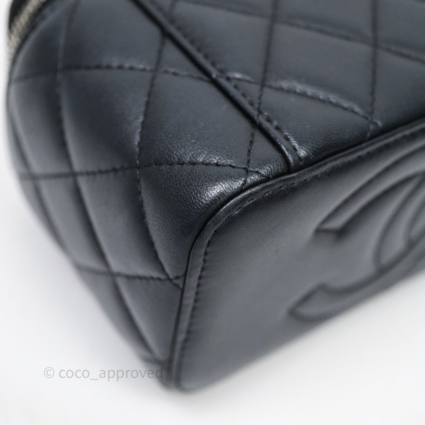 Chanel Vanity Rectangular Top Handle Black Lambskin Silver Hardware