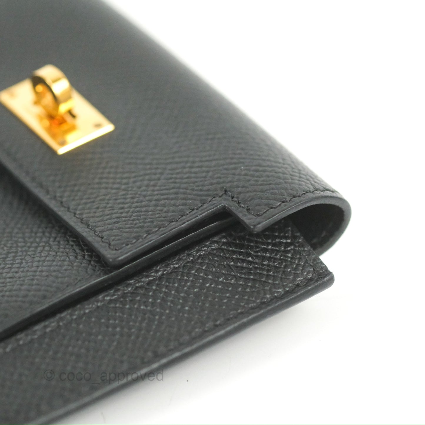 Hermès Kelly Pocket Compact Wallet Black Epsom Gold Hardware
